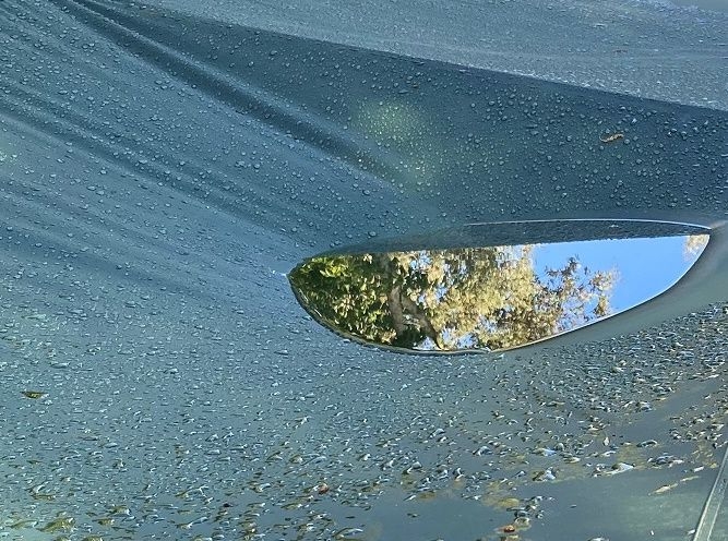 kapljice dežja na zunanjem platnu šotora po dežju