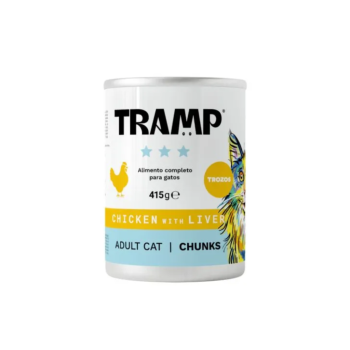 Tramp 3* Cat Chunks Chicken With Liver - Kosi piščanca in jeter za odrasle mačke, 8 x 415 g