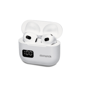 AIWA slušalke TWS, LED ekran, EBTW-100WT, bele