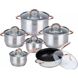 KINGHoff 12 delni set posode - KH 1765, roza-zlat